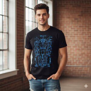 Voltron Japanese Lettering Diagram Robot Black Shirt